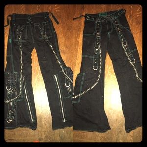 Tripp Black & Green Bondage Pants with Chains